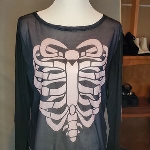 Pastel Pink Skeleton Sheer Top